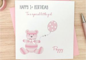 Birthday Cards for Baby Girl 1st Handmade Personalised Girls 1st Birthday Card Teddy Ebay