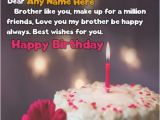 Birthday Cards for Brother with Name Candle Cake Birthday Wishes for Brother with Name