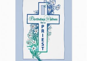 Birthday Cards for Catholic Priests 3772 Priest Birthday Cross Flowers Greeting Card Zazzle