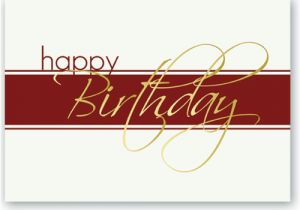 Birthday Cards for Customers Gold Script Happy Birthday Corporate Greeting Card
