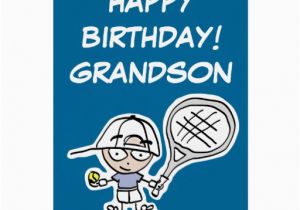 Birthday Cards for Grandson to Print Grandson Birthday Card with Little Tennis Boy Zazzle