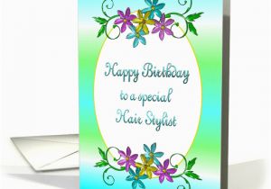 Birthday Cards for Hairdressers Happy Birthday Hair Stylist Shiny Flowers Card 1209136
