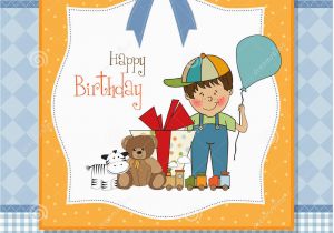 Birthday Cards for Little Boys Birthday Greeting Card with Little Boy Stock Illustration