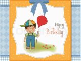 Birthday Cards for Little Boys Birthday Greeting Card with Little Boy Stock Vector