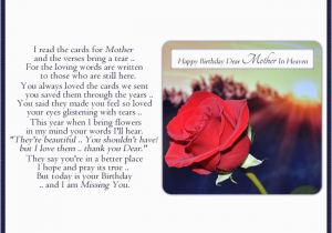 Birthday Cards for Mom In Heaven Happy Birthday Dear Mother In Heaven In Loving Memory