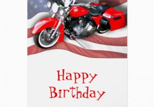 Birthday Cards for Motorcycle Riders American Flag Red touring Bike Card