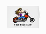 Birthday Cards for Motorcycle Riders Woman Riding Motorcycle Birthday Card Zazzle