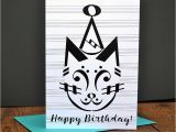 Birthday Cards for Musicians Music Birthday Card Party Cat Birthday Card Music Note