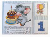 Birthday Cards for One Year Old Baby Boy One Year Old Blue Elephant Birthday Card Baby 39 S First