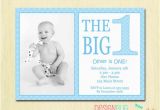 Birthday Cards for One Year Old Baby Boy the Big One First Birthday Baby Boy Invitation Custom Photo