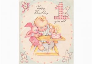 Birthday Cards for One Year Old Baby Girl 1940s Birthday Card One Year Old Childrens Birthday Greeting