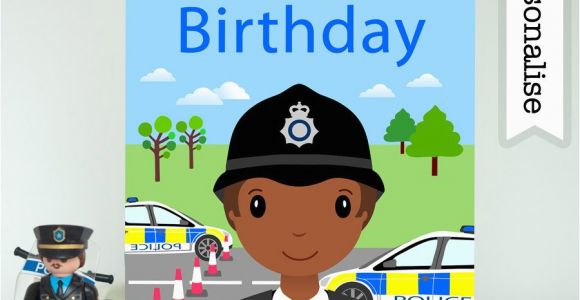 Birthday Cards for Police Officers Police Officer Firefighter Birthday Card Personalised Kids