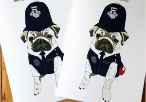 Birthday Cards for Police Officers Police Officer Pug Birthday Card Police Retirement Card