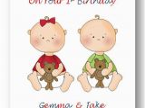 Birthday Cards for Twin Boys Personalised Babies First 1st Birthday Card 2nd Birthday Card