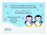 Birthday Cards for Twins Boy and Girl Penguin Twins Birthday Invitation Boy Girl Card Zazzle