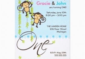 Birthday Cards for Twins Boy and Girl Twin Boy and Girl First Birthday Invitation Card