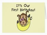 Birthday Cards for Twins Boy and Girl Twins Boy and Girl Monkey 1st Birthday Card Zazzle