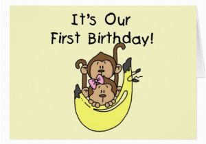 Birthday Cards for Twins Boy and Girl Twins Boy and Girl Monkey 1st Birthday Card Zazzle