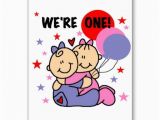 Birthday Cards for Twins Boy and Girl Twins We 39 Re One Birthday Tshirts and Gifts Greeting Card