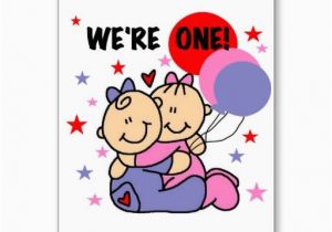 Birthday Cards for Twins Boy and Girl Twins We 39 Re One Birthday Tshirts and Gifts Greeting Card