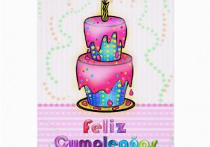 Birthday Cards In Spanish Feliz Cumpleanos Feliz Cumpleanos Spanish Fun Birthday Cake Pink Card Zazzle