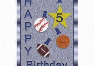 Birthday Cards Sports theme Happy 5th Birthday Sports themed Greeting Card Zazzle