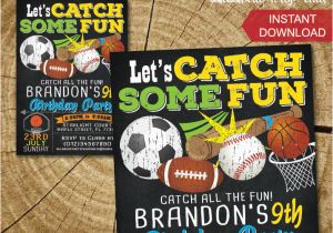 Birthday Cards Sports theme Sports themed Birthday Invitation Card Printable Turnaround