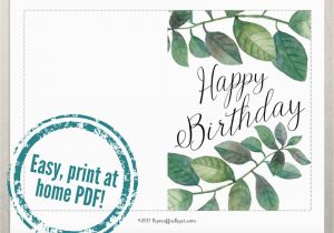 Birthday Cards to Print Off at Home Printable Birthday Card Print at Home Foliage Birthday
