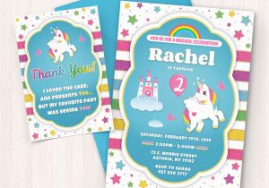 Birthday Cards to Print Off at Home Printable Unicorn Birthday Invitations Free Thank You