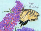 Birthday Cards with butterflies Swallowtail butterfly and butterfly Bush Happy Birthday