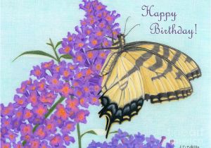 Birthday Cards with butterflies Swallowtail butterfly and butterfly Bush Happy Birthday
