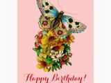 Birthday Cards with butterflies Vintage Happy Birthday butterfly On Flower Bouquet