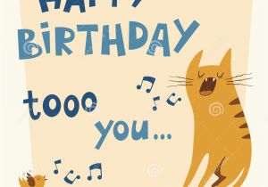 Birthday Cards with Cats Singing Happy Birthday Vector Card Stock Vector Illustration Of