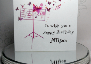 Birthday Cards with Name and Music Musical butterflies Birthday Card