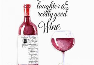 Birthday Cards with Wine Greeting Card by Taylor Art and Design Handmade for Signed