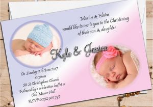 Birthday Christening Joint Invitations 10 Personalised Girls Boys Twins Joint Christening
