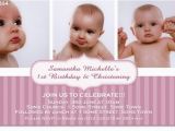 Birthday Christening Joint Invitations Cu834 Girls Birthday and Christening Invitation Twins