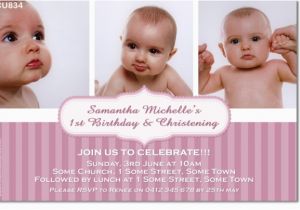 Birthday Christening Joint Invitations Cu834 Girls Birthday and Christening Invitation Twins