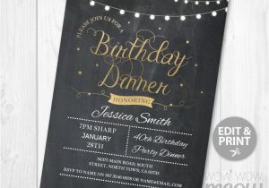 Birthday Dinner Invite Wording Birthday Dinner Party Invite Instant Download Any Age 30th