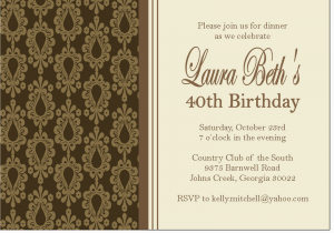 Birthday Dinner Invite Wording the Sweet Peach Paperie Damask Dinner Party Invitations