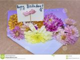 Birthday Flower Card Message Chrysanthemums Flowers In Violet Envelope with I Happy