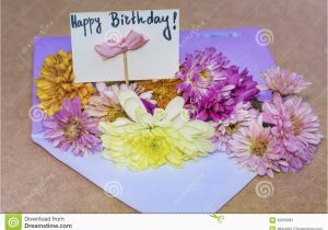 Birthday Flower Card Message Chrysanthemums Flowers In Violet Envelope with I Happy