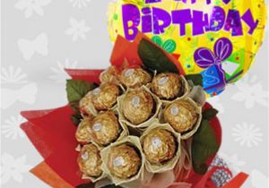 Birthday Flowers and Chocolates Delivered Chocolate Bouquet with Happy B Day Balloon