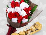 Birthday Flowers and Chocolates Delivery 20 Roses with Ferrero