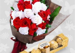 Birthday Flowers and Chocolates Delivery 20 Roses with Ferrero