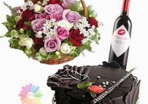 Birthday Flowers and Wine Beautiful Basket Of Mix Flowers with Half Kg Chocolate