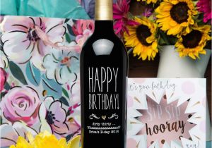 Birthday Flowers and Wine Happy Birthday Flower Etched Wine Etchedwine Com