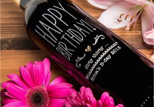 Birthday Flowers and Wine Happy Birthday Flower Etched Wine Etchedwine Com