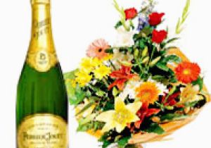 Birthday Flowers and Wine Love Celebration Bottle Of Red Wine with Bouquet Of Mix