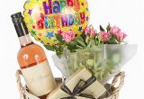 Birthday Flowers and Wine Rose Wine Gift Basket Happy Birthday Delivered Next Day